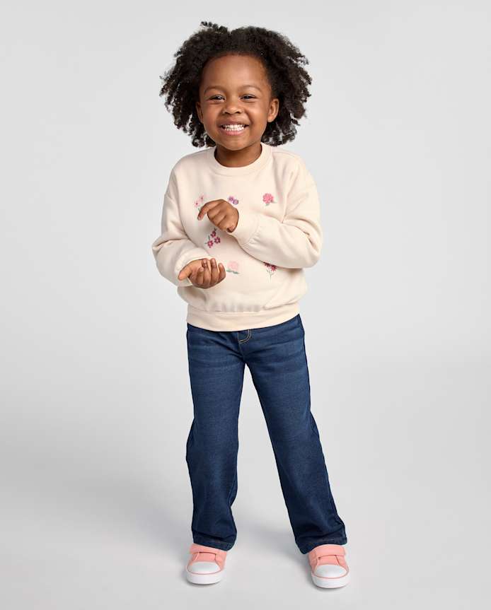 Toddler Girls French Terry Wide Leg Sweatpant Jeans