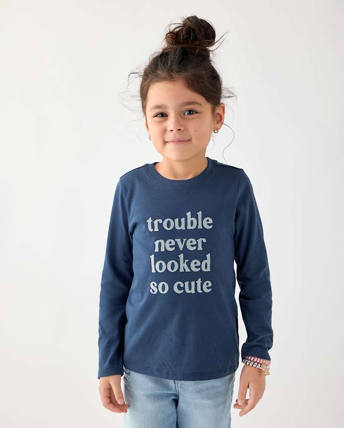 Baby And Toddler Girls Trouble Graphic Tee