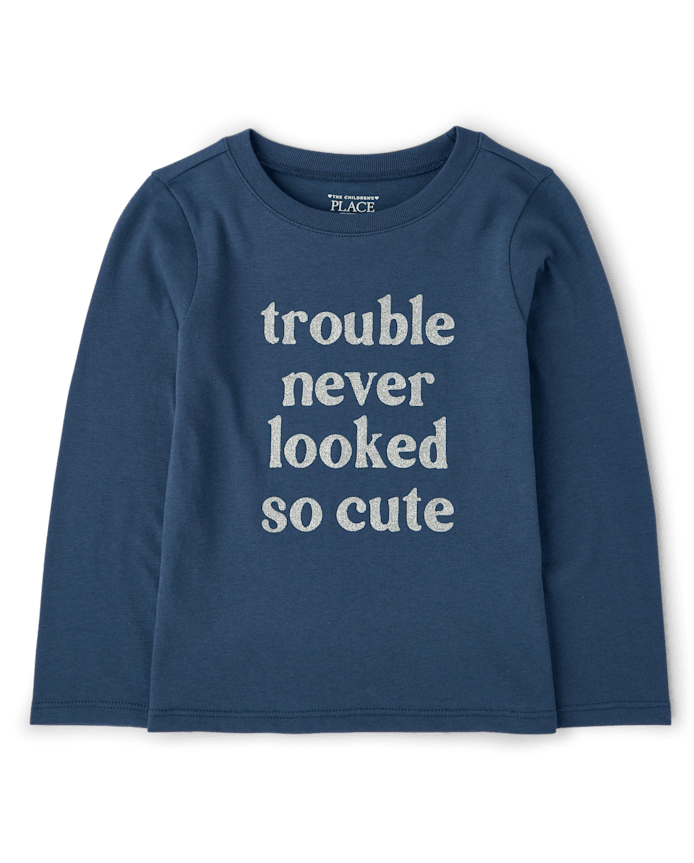 Baby And Toddler Girls Trouble Graphic Tee