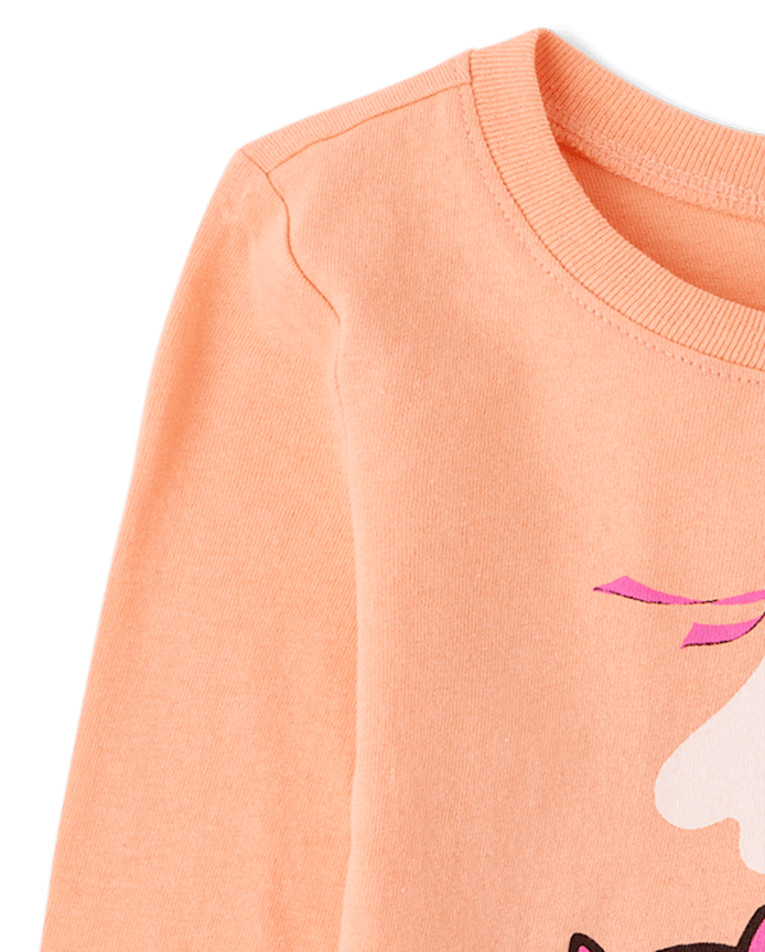 Baby And Toddler Girls Halloween Cat Ghost Graphic Tee