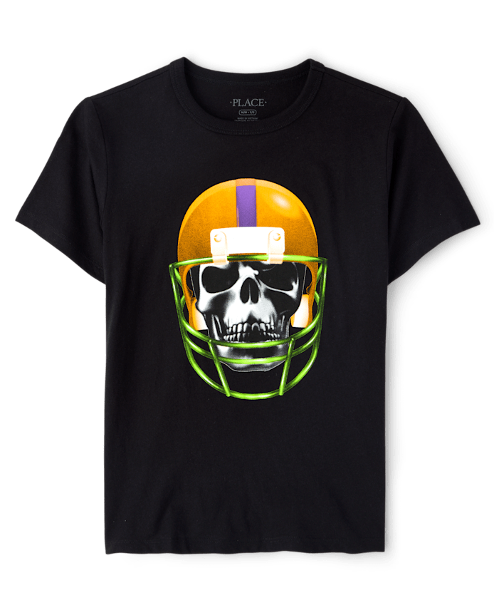 Boys Halloween Skeleton Helmet Graphic Tee
