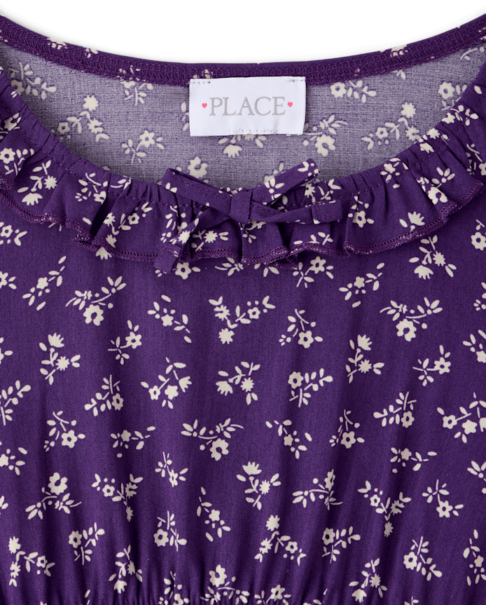 Girls Floral Ruffle Top