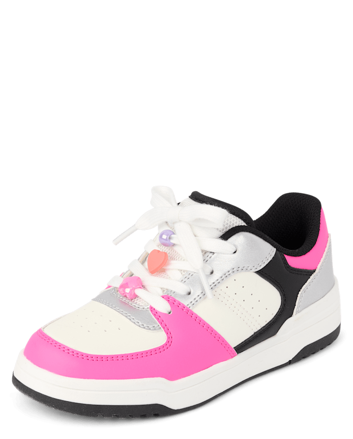 Girls Colorblock Beaded Low Top Sneakers