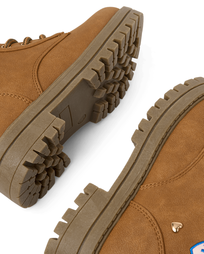 Girls Embroidered Patch Workwear Boots