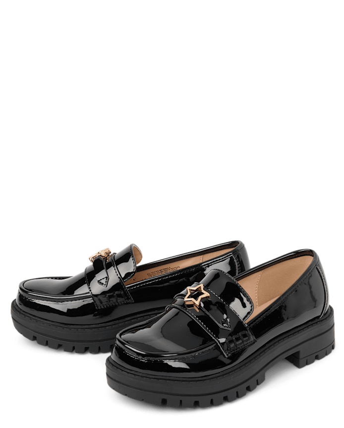 Girls Star Buckle Loafers
