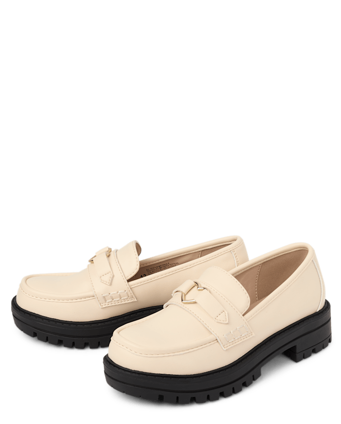 Girls Heart Buckle Loafers