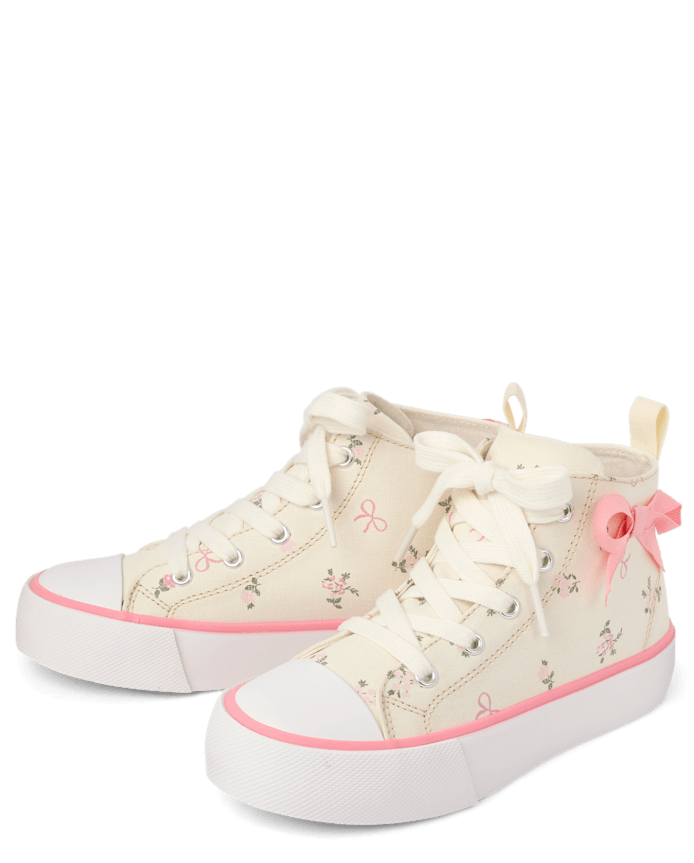Girls Bow High Top Sneakers