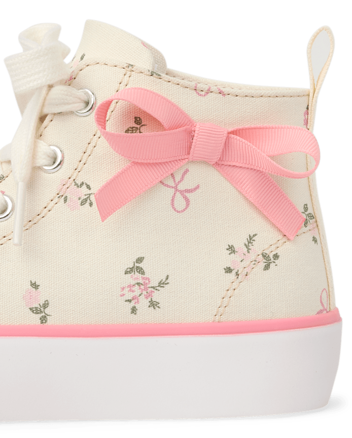 Girls Bow High Top Sneakers