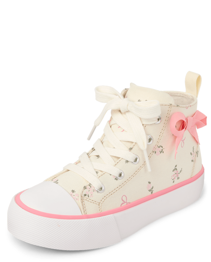 Girls Bow High Top Sneakers