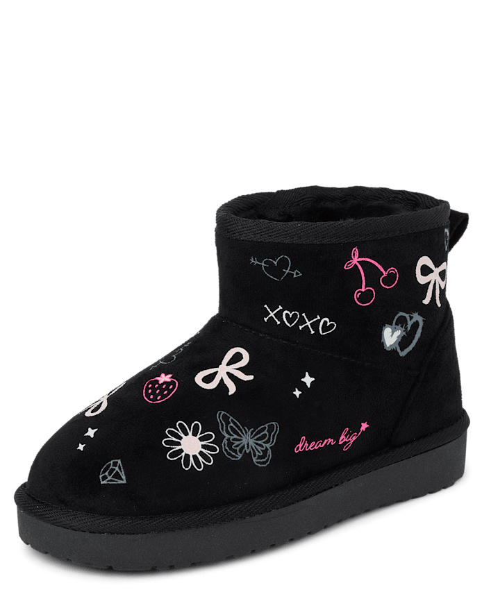 Girls Doodle Teddy Boots