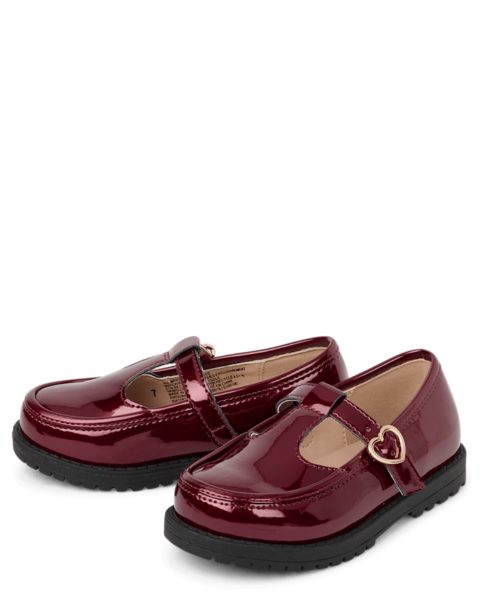 Toddler Girls Heart Buckle T-Strap Mary Jane Shoes