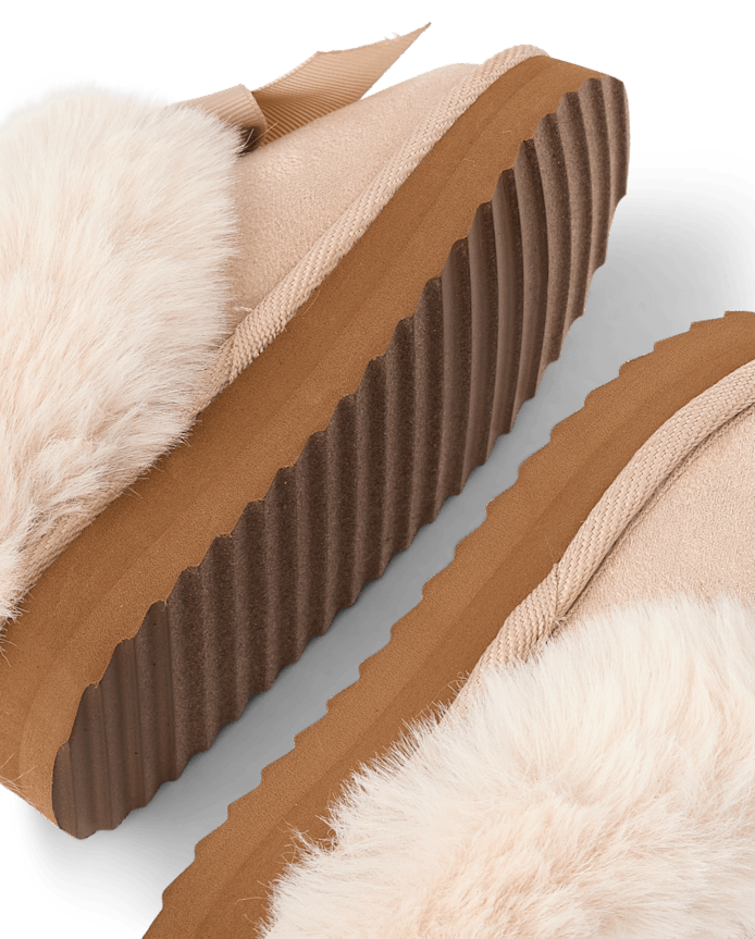 Toddler Girls Shimmer Bow Teddy Slip Ons