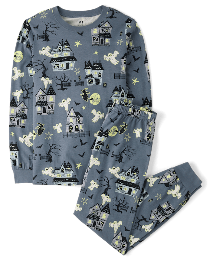 Adult Matching Family Glow Haunted House Cotton Pajamas