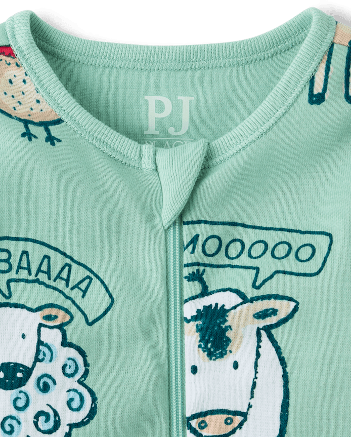 Baby And Toddler Boys Farm Animals Snug Fit Cotton Footed One Piece Pajamas