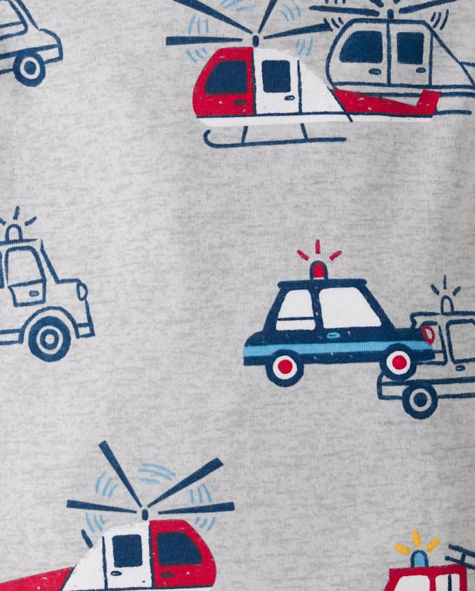 Baby And Toddler Boys Rescue Vehicle Snug Fit Cotton Footed One Piece Pajamas