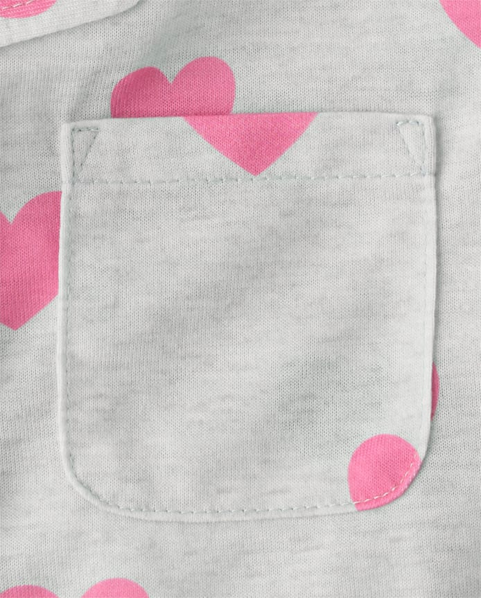 Girls Heart Button Front Pajamas