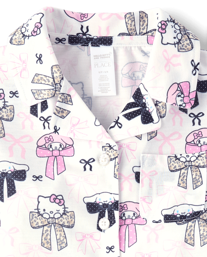 Girls Hello Kitty® And Friends Bow Button Front Pajamas