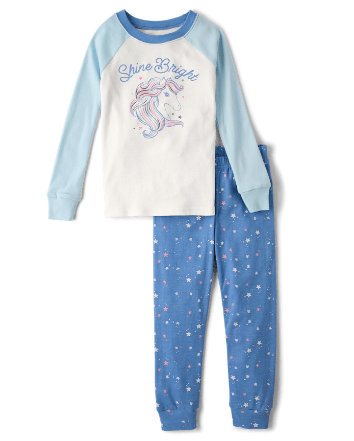 Girls Foil Pny Snug Fit Cotton Pajamas
