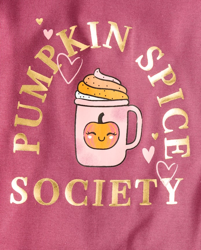 Girls Pumpkin Spice Snug Fit Cotton Pajamas