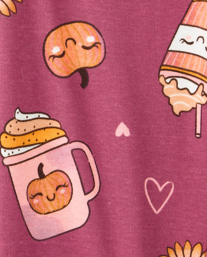 Girls Pumpkin Spice Snug Fit Cotton Pajamas