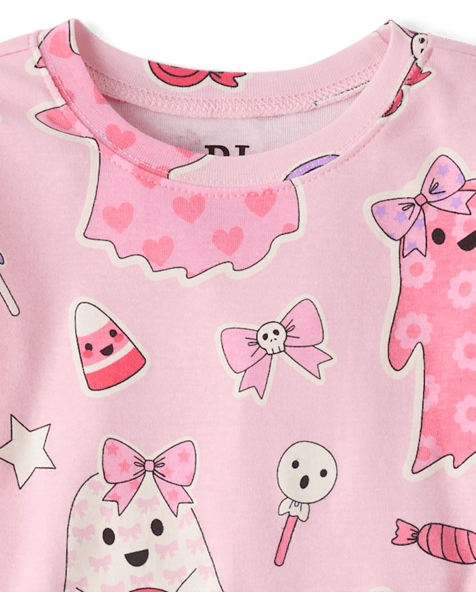 Girls Glow Ghost Snug Fit Cotton Pajamas