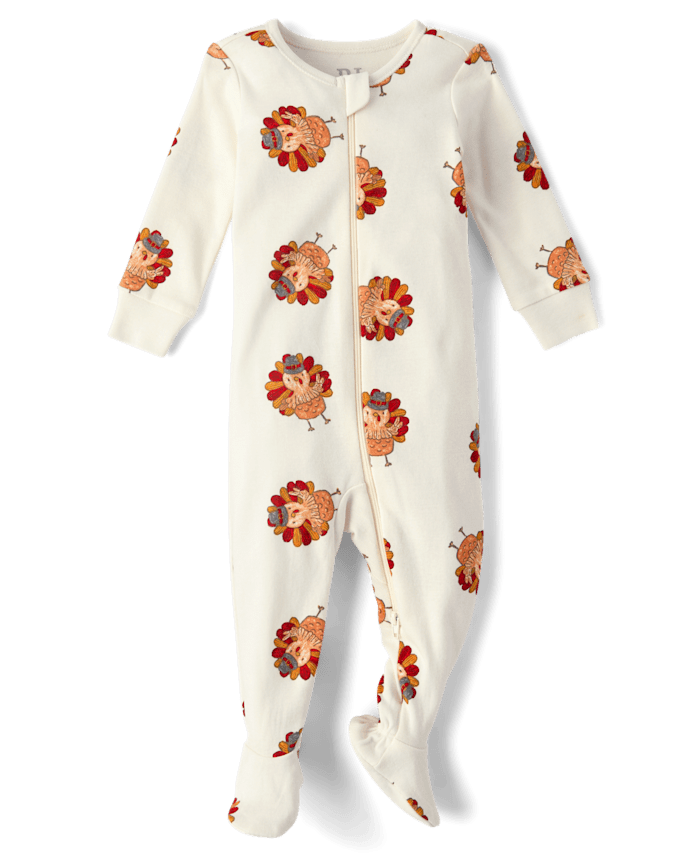 Baby And Toddler Boys Turkey Snug Fit Cotton Footed One Piece Pajamas