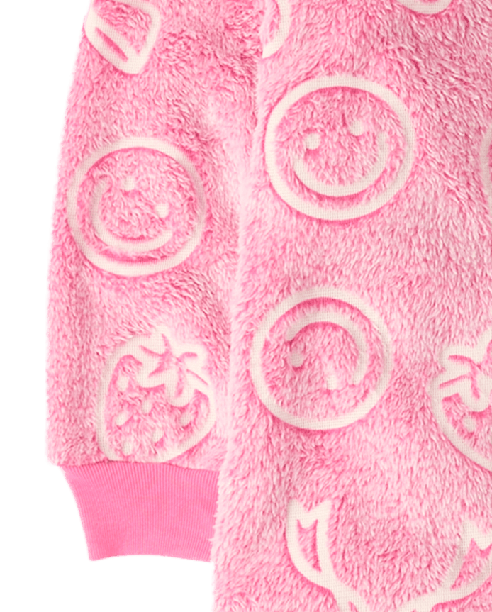 Girls Glow Doodle One Piece Pajamas - Cozy Fleece