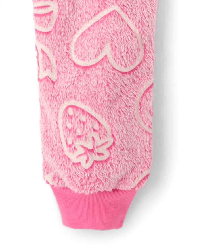 Girls Glow Doodle One Piece Pajamas - Cozy Fleece