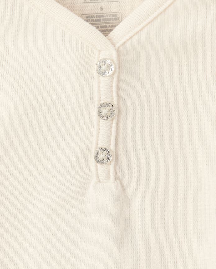 Girls Ribbed Henley Pajama Top