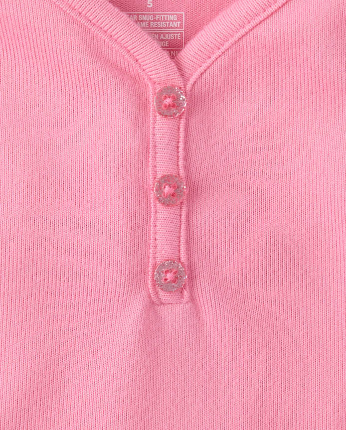 Girls Ribbed Henley Pajama Top