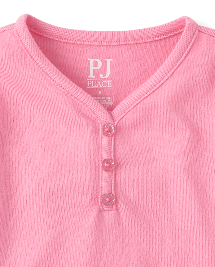 Haut de pyjama Henley côtelé pour filles