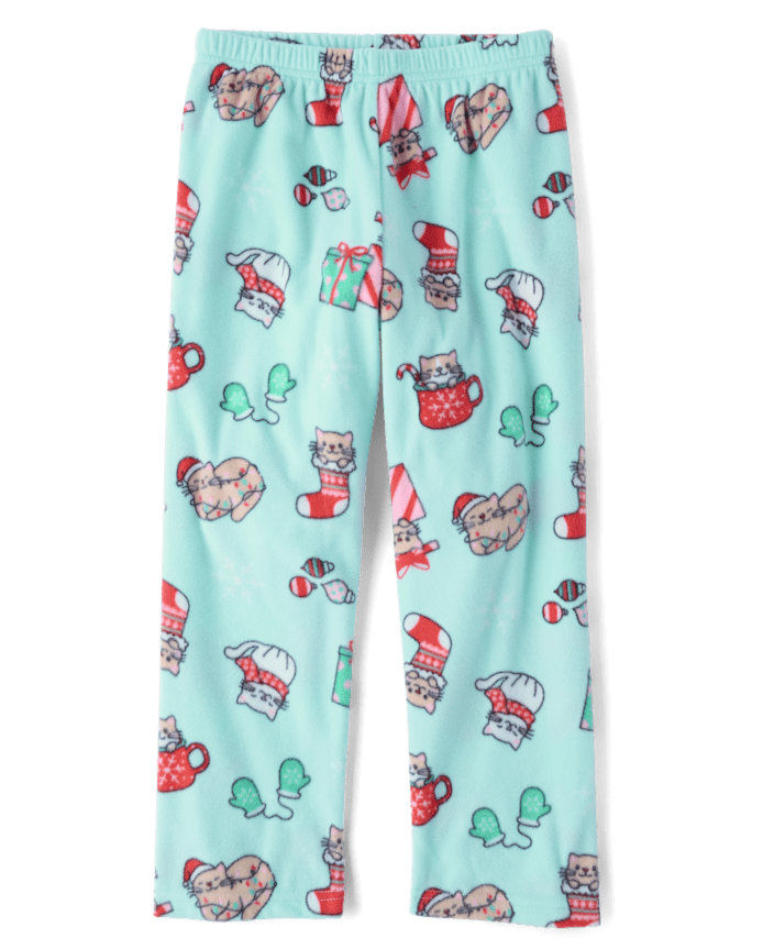 Girls Christmas Cats Dream Fleece Pajama Pants