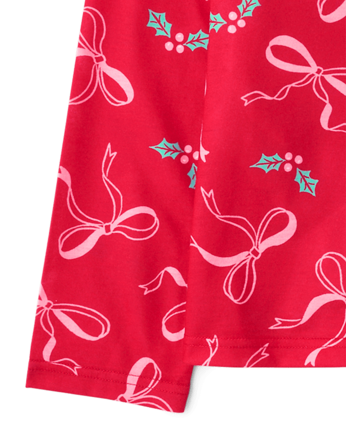 Girls Mommy And Me Christmas Bow Button Front Pajamas