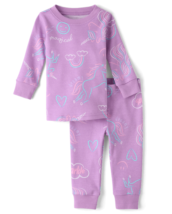 Baby And Toddler Girls Unicorn Snug Fit Cotton Pajamas