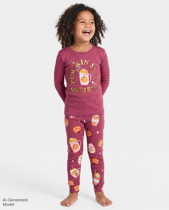 Baby And Toddler Girls Pumpkin Spice Snug Fit Cotton Pajamas