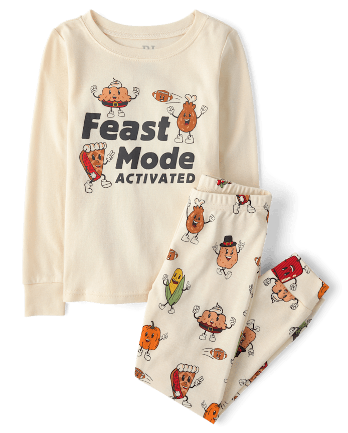 Kids Matching Family Feast Mode Activated Snug Fit Cotton Pajamas