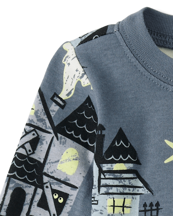 Baby And Toddler Matching Family Glow Haunted House Snug Fit Cotton Pajamas