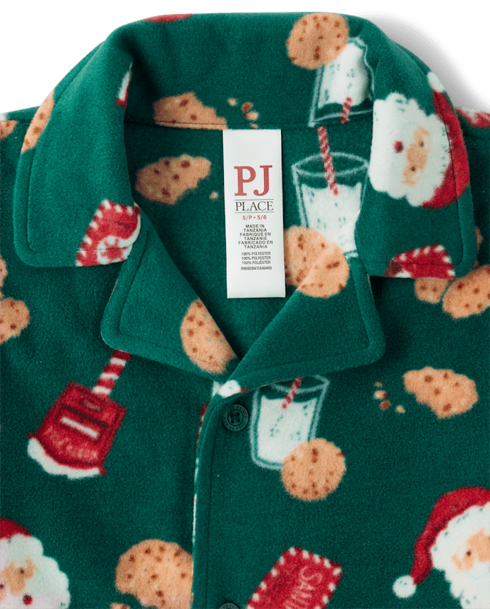 Kids Matching Family Santa Letter Button Front Dream Fleece Pajamas