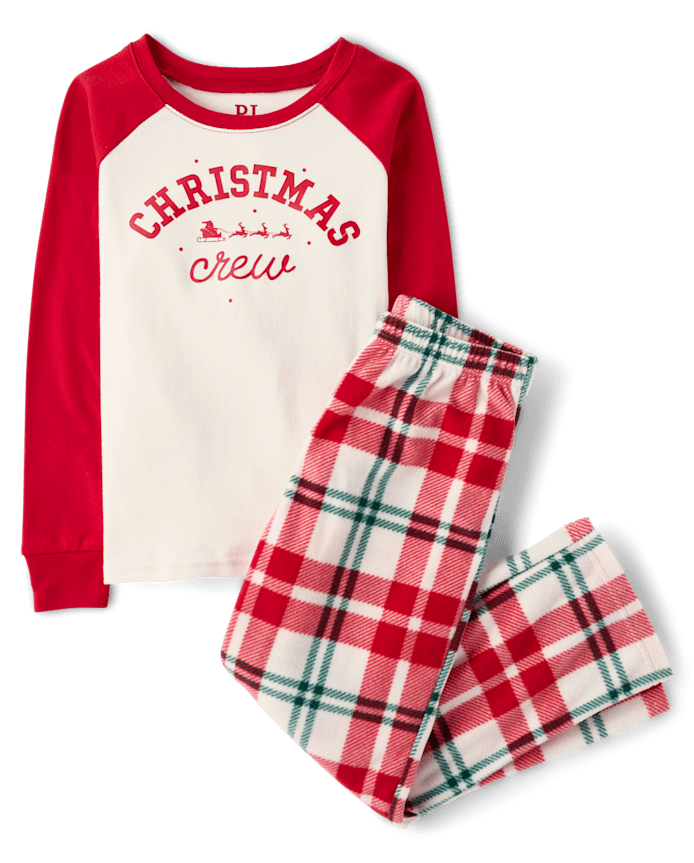 Kids Matching Family Christmas Crew Cotton And Dream Fleece Pajamas