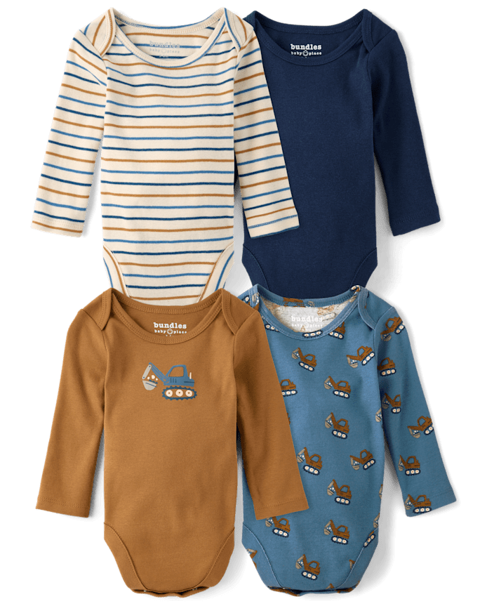 Baby Boys Construction Vehicle Bodysuit 4-Pack
