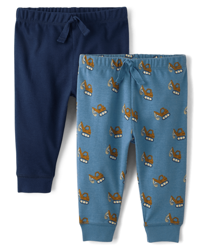 Baby Boys Construction Truck Pants 2-Pack