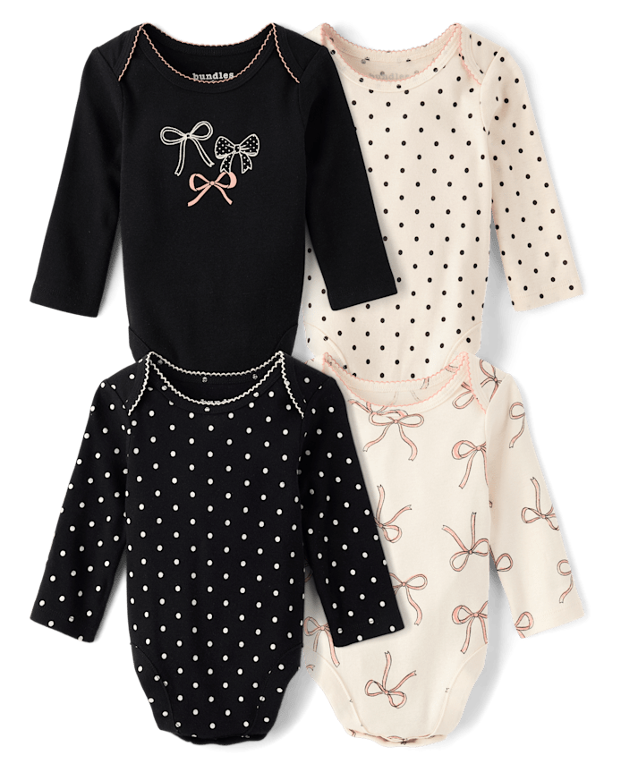 Baby Girls Bow Bodysuit 4-Pack
