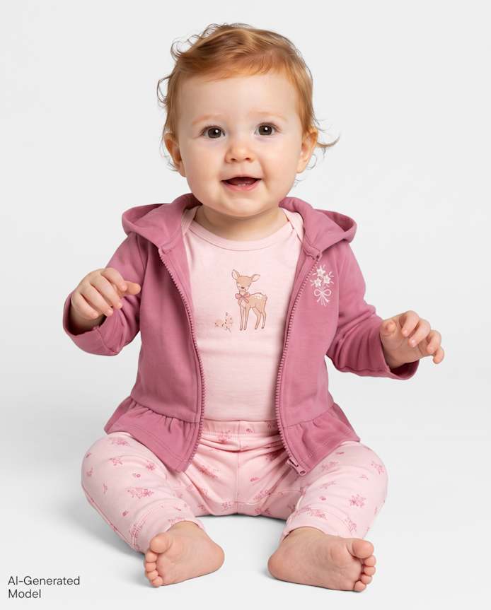 Baby Girls Deer 3-Piece Outfit Set