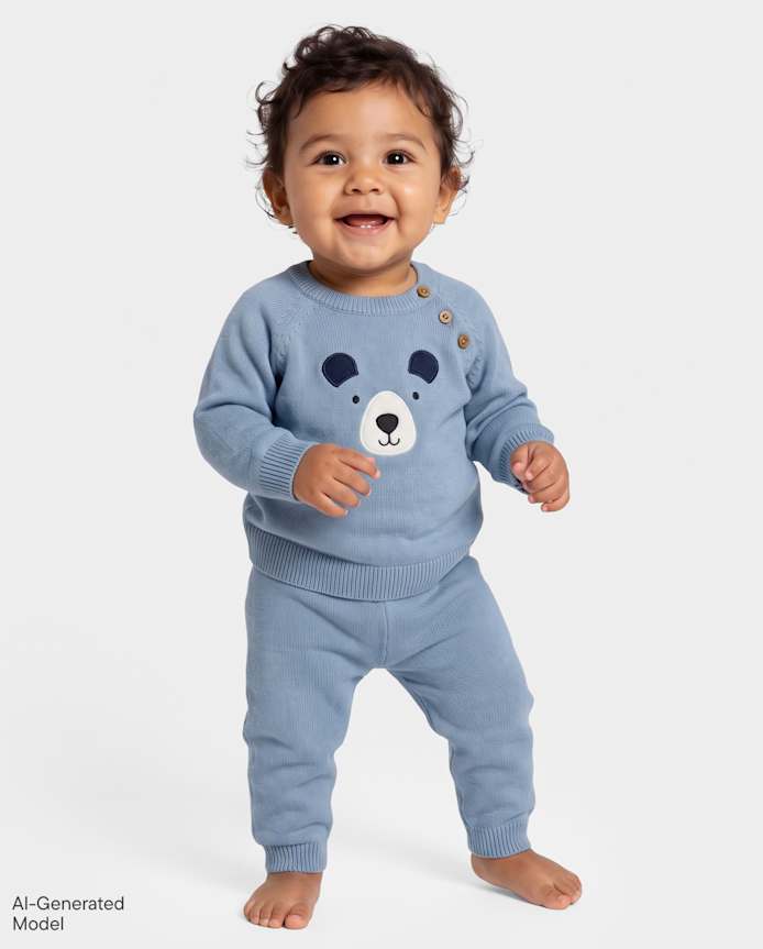 Baby Boys Applique Bear 2-Piece Outfit Set