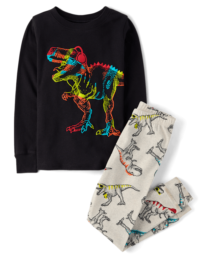 Pyjama en coton ajusté à motif dinosaure pour garçon