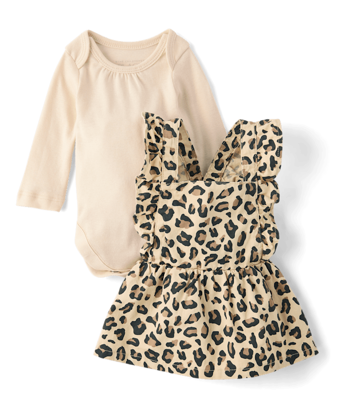 Baby Girls Leopard Skirtall 2-Piece Outfit Set