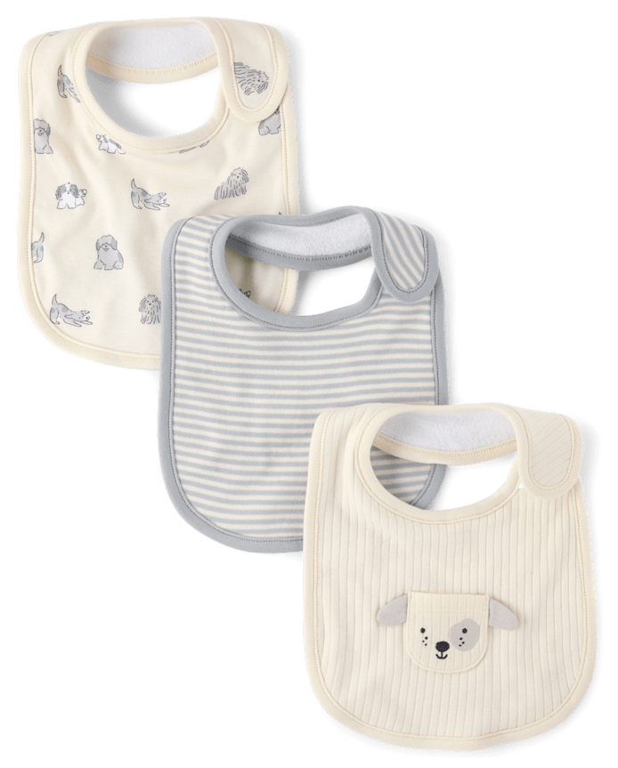 Baby Embroidered Dog Bib 3-Pack