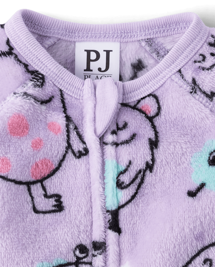 Baby And Toddler Girls Monster Footed One Piece Pajamas - Cozy Fleece