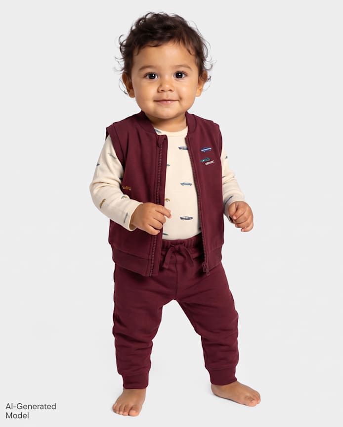 Baby Boys Embroidered Racecar Vest 3-Piece Playwear Set