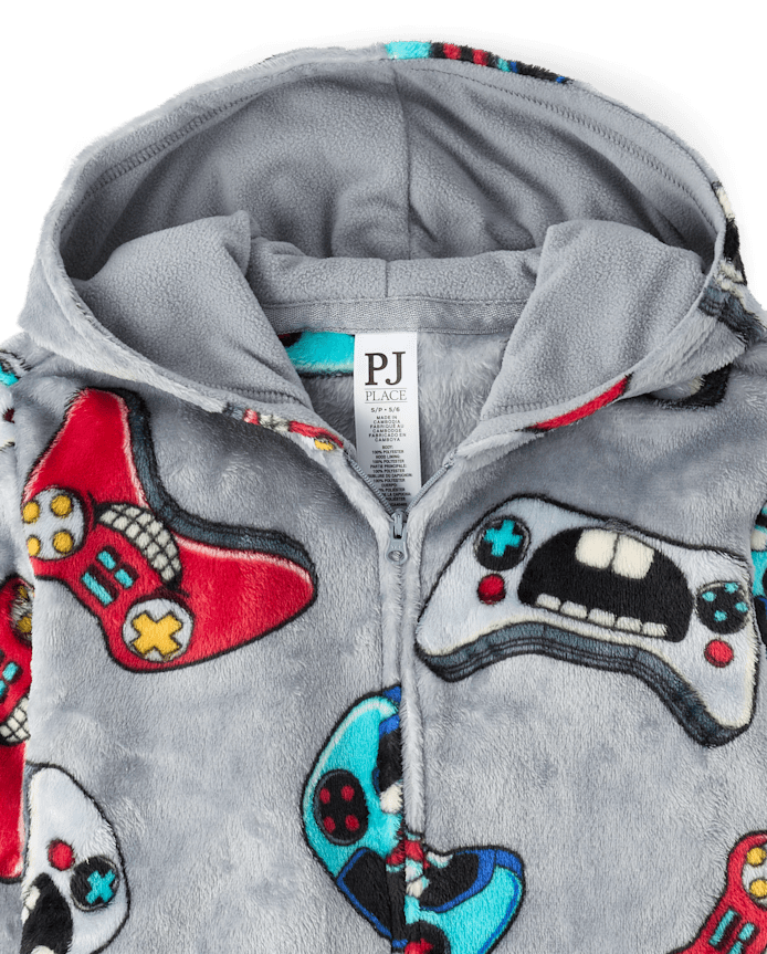 Boys Video Game One Piece Pajamas - Cozy Fleece